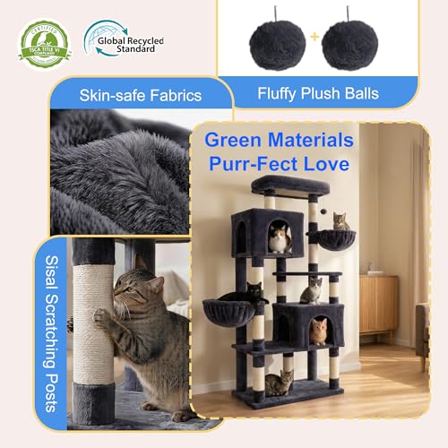 68.1" Cat Tree with Oversized Top Platform & Wide Base HCT059G (Smoky Gray / 68.1 inch)