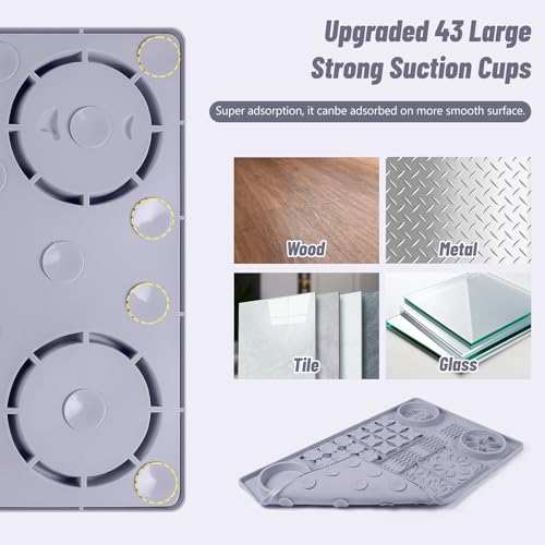 Silicone Lick Mat for Dogs 32"x 20" Large Slow Feeder Mat (Grey:32"x20")
