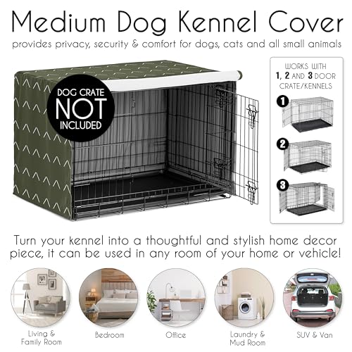 36in. Medium Dog Crate Cover (Green and White Arrows / 36.0"L x 23.5"W x 24.0"H)
