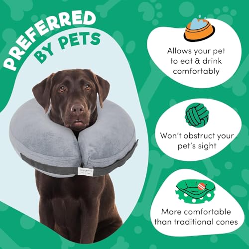 Inflatable Dog Cone Collar Alternative After Surgery XXLarge (Grey / XX-Large[Neck:21"-23"])