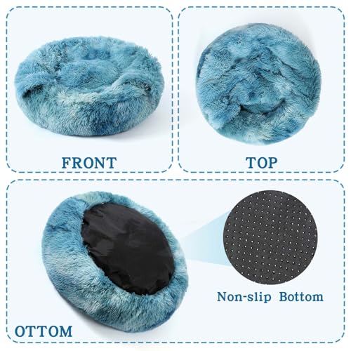 Calming Donut Dog Bed (Gradient Blue / Small 19.7''x19.7''x7'')