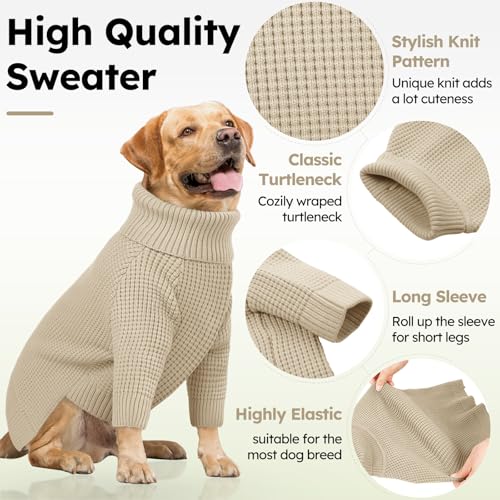 Turtleneck Large Dog Sweater (Apricot / Large)