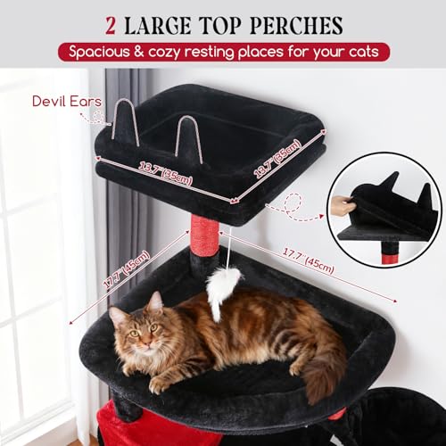 82in Gothic Extra Large Cat Tree for Indoor Cat Large Adult (82inch / Black Red)