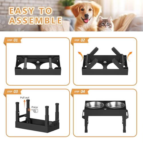 Elevated Dog Bowls Stand Large Breed (Black)