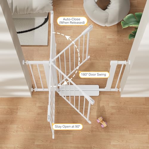 30 40.6 in Baby Gate for Stairs and Doorways (White / 30-40.6"W x 30.5"H)
