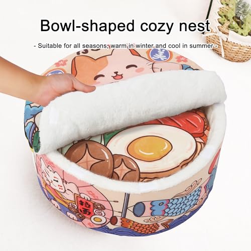 Ramen Noodle Cat Bed (15.7"L x 15.7"W x 7.9"Th / orange)