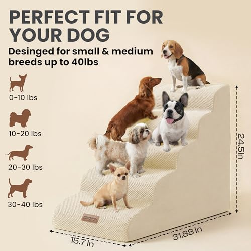 Dog Stairs for High Beds (Beige / Stairs 24.5"H)