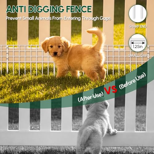 42.5ft(L) x 13in(H) Garden Fence Animal Barrier, 30 Panels No Dig Fence Panels for Dog, Rustproof Metal Dig Defence Fencing Bottom Barrier, Anti Digging Garden Edging Border for Outdoor, Yard, White (42.5ft(L) x 13in(H) / White)