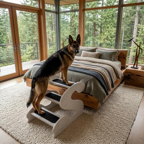 Wood Stairs for Dogs MaplePattern (WhiteMaple GrainPatten / Width16¾", Depth23¼", Height19⅜")