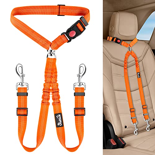 Double Dog Car Seat Belt (Orange)