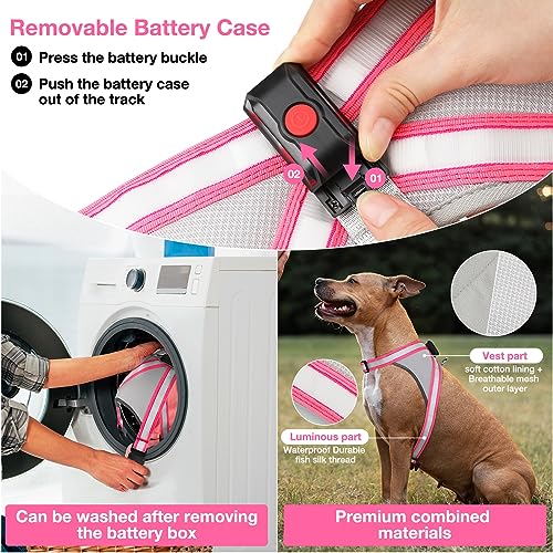 Light Up Dog Harness (Large / Pink)