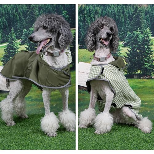 Dog Raincoat Reversible (Army Green / Small(9-13lb))