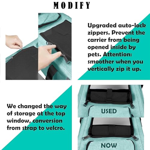 Small Dog Carrier Yorkshire Puppy Softshell Chihuahua Transport Cage (Turquoise / 18.1"L x 11.8"W x 11.8"H)