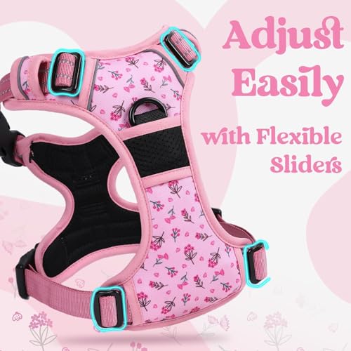 Dog Harness Medium Sized (Medium / Floral Pink)