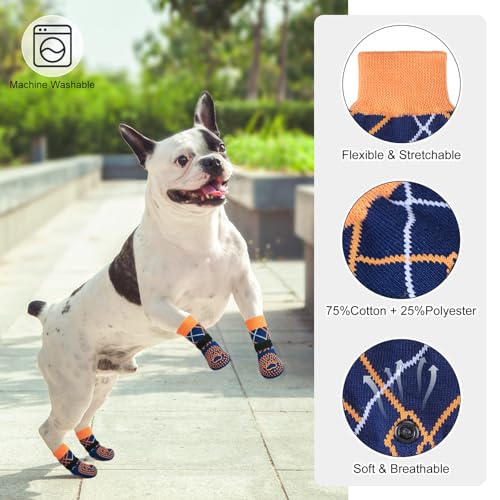 6PCS Dog Socks to Prevent Licking Paws for Hot (Navy Blue / M(Pack of 6))