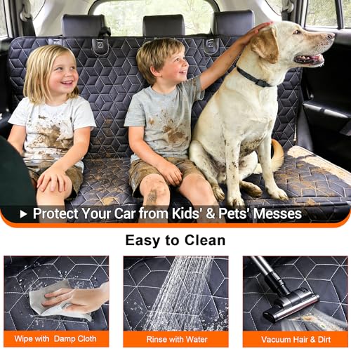 Dog Car Seat Cover (Medium-54" / Bench-Black)