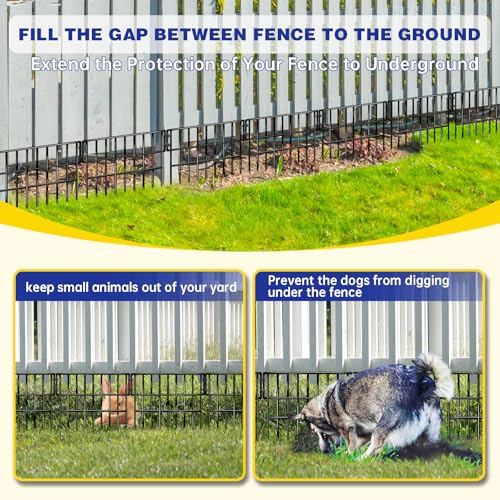 35 Panels Garden Fence Animal Barrier (Black / 35 panels, 38ft(L)×13in(H) Black)