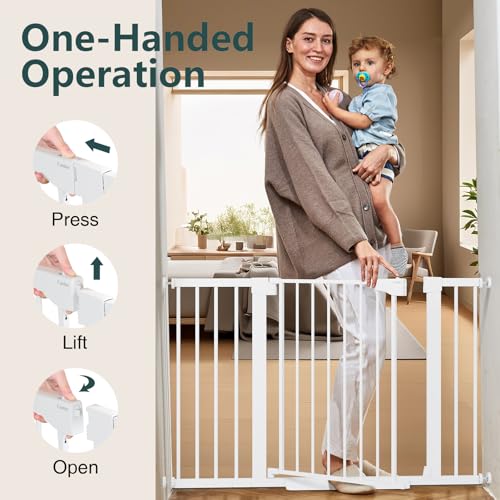 30 48 in Baby Gate for Stairs (White / 30-48"W x 30.5"H)