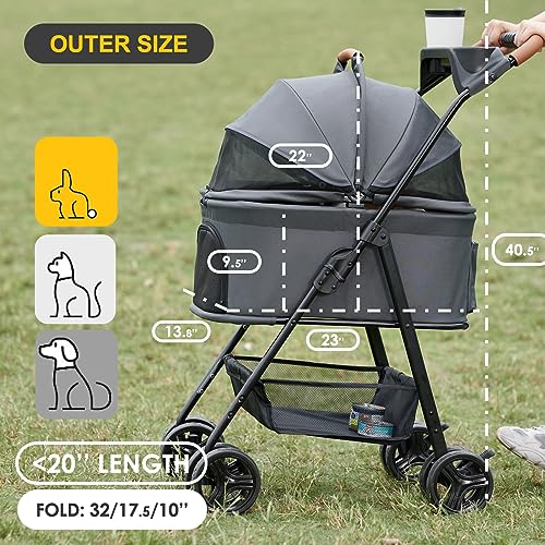 3 in 1 Dog Stroller (Dark Gray / 3 in 1 Small)