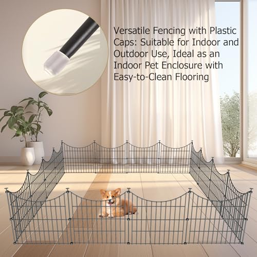 10 Panels No Dig Metal Garden Fence 24"H x 20' L Dog Fence Outdoor for Yard (10pc 20 ft(L) X 24 in(H)-Concave)