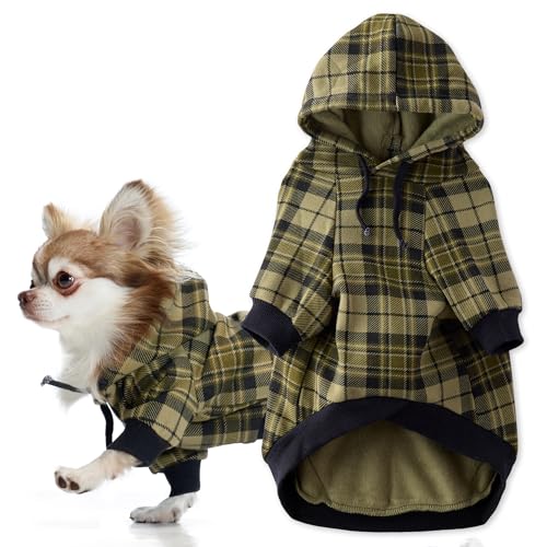 Rocky II Dog Hoodie (Olive Chesterfield Plaid / X-Large (55-80 lbs))