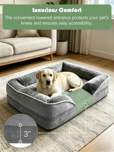 Orthopedic Dog Bed with Sides (42.0"L x 32.0"W x 6.5"Th / Grey)