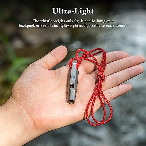 Titanium Whistle Emergency Survival Safety Whistles with Lanyard Loud for Outdoor Camping Hiking Coaches Training Sports Keychain Whistle (1 PCS - Ti9015)