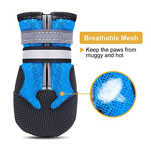 Breathable Dog Boots for Medium Large Dogs (Blue / S (Insole Width 2")for 25~30lb)