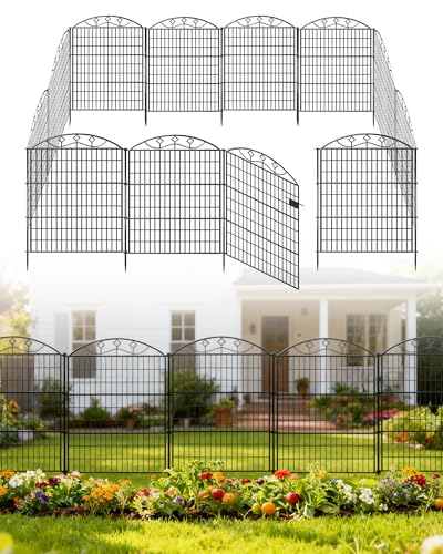 40in Tall 10 Panel Metal Garden Fence with Gate