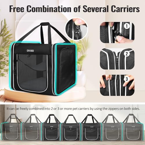 Combinable Pet Car Travel Carrier for a Large Cat (18.0"L x 17.0"W x 17.0"H / Black)