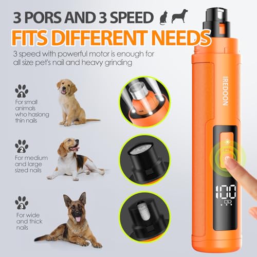 Dog Nail Grinder with 4 LED Lights (Orange)
