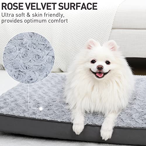 Washable Dog Crate Bed Waterproof for Medium Dogs (Light Grey / 29.0"L x 18.0"W x 3.0"Th)