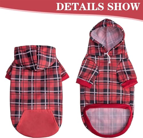 Plaid Dog Hoodie (X-Large / Red)