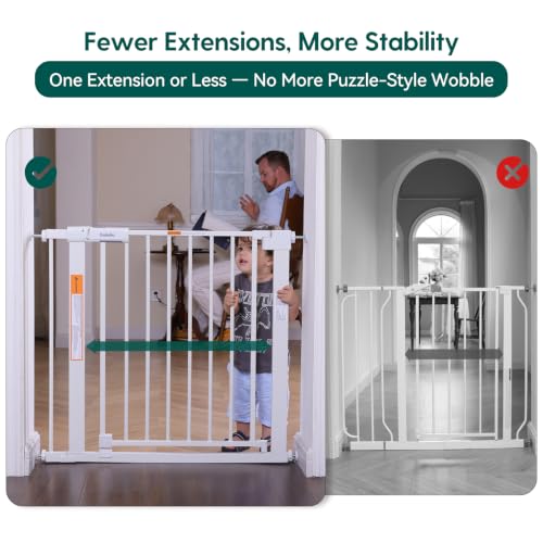 31 46" Baby Gate for Stairs (White / 31-46"W, 30"H)