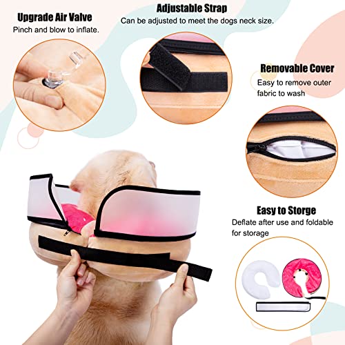 Inflatable Dog Cone Collar with Enhanced Anti (Medium+ / Donut Pink)