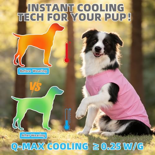 Cooling Sunblock Dog Clothes for Large Dogs (Pink&Purple / Large(Chest 24", Back 17"))