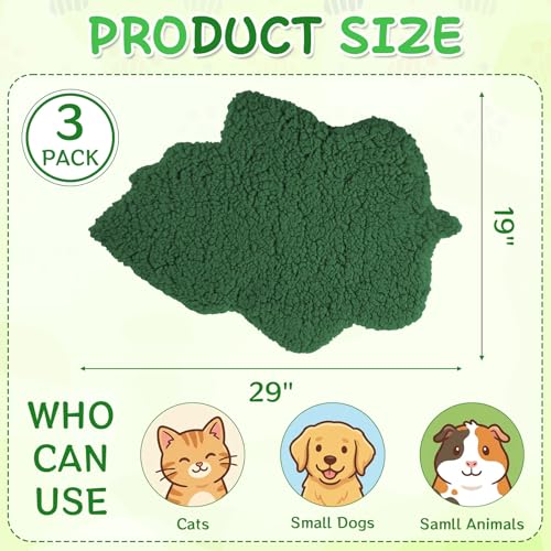 3 Pack Self Warming Pet Bed Leaf Shape Self Heating Cat Dog Mat Washable Thermal Sleeping Pad for Indoor Outdoor Hedgehog (Mixed Colors / Large-19"x29")