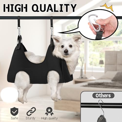 Dog Grooming Hammock for Nail Trimming (XL（ Max 85 Lb：Leg space: 11.8"-22.5"） / Black)
