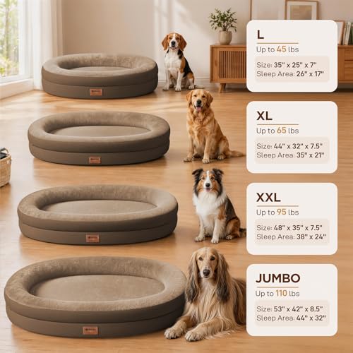 Waterproof Orthopedic Dog Bed for Extra Large Dogs (Coffee / 53"L x 42"W x 8.5"Th)