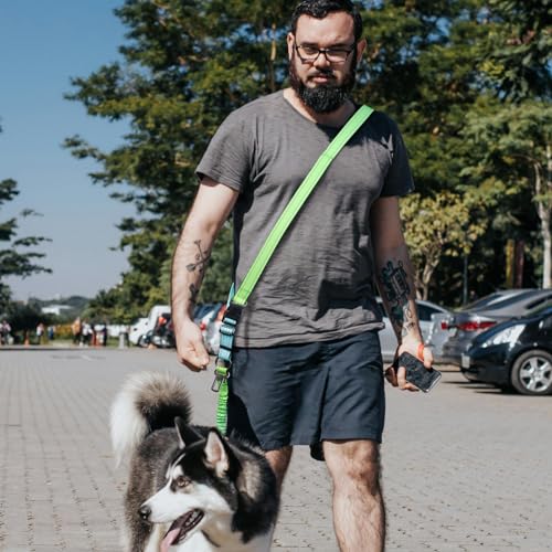Hands Free Dog Leash for Medium Large Dogs Heavy Duty (GreenBlue)