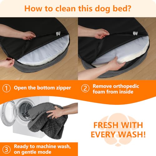 Orthopedic Waterproof Medium Dog Bed Sofa (Medium(36 x 25.5 x 6 inch) / Plush-Dark Grey)