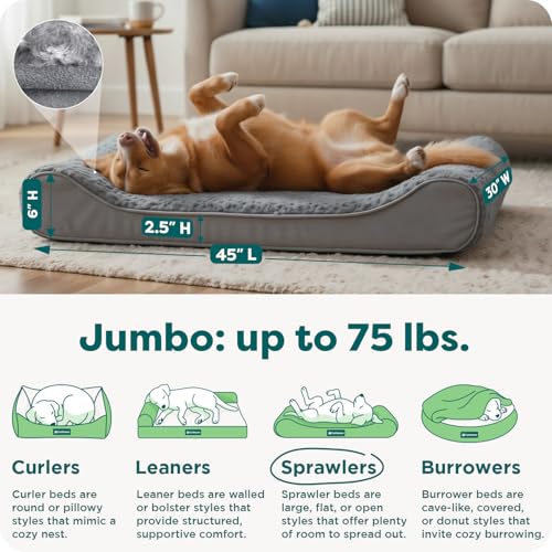 Orthopedic Dog Bed for Large Dogs (Jumbo/XL / Gray)