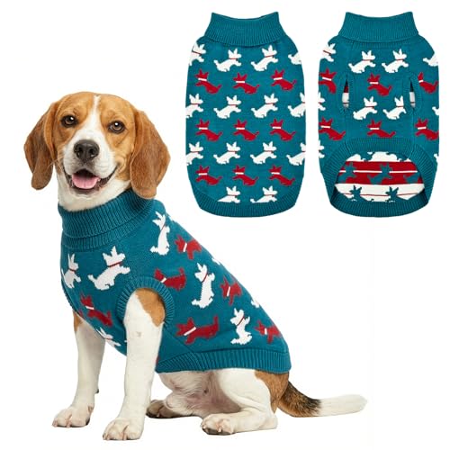 Cute Dog Sweater with Puppy Pattern Soft Dog Knitwear Thermal Puppy Doggie Clothes Breathable Pet Knitwear Cozzy Warm Pet Pullover Outfit for Small Medium Large Dogs L (Large)