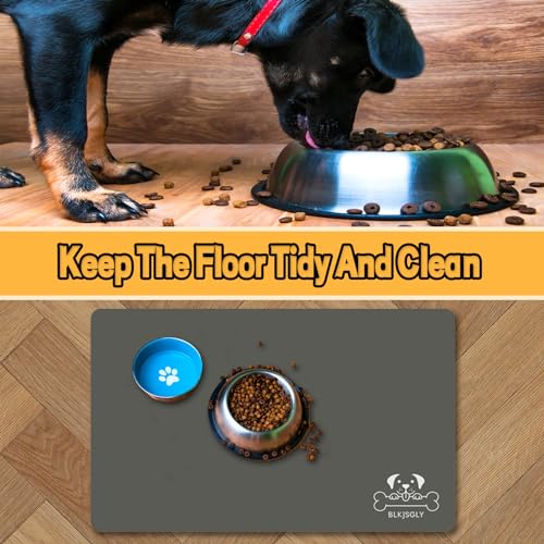 12"×20" Dark Grey Absorbent Dog Mat for Food and Water Bowl (Dark Gray-GT / 12"×20")