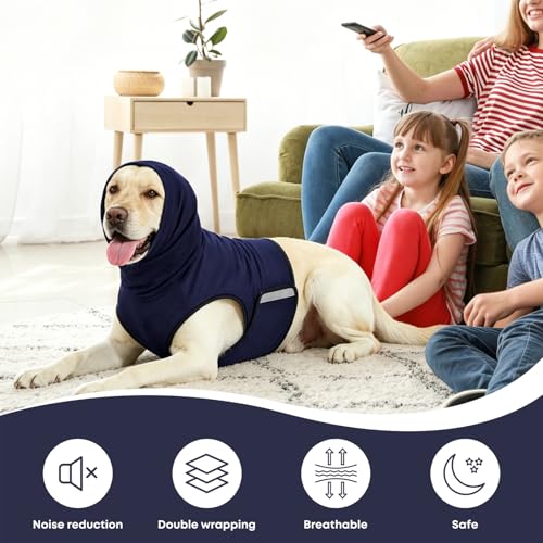 Dog Calming Hoodie Thunder Anxiety Relief Vest for Small Dogs (Deep Blue / S(11-18lb))