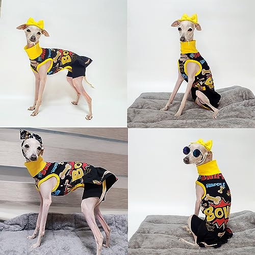 D Doggy Star Italian Greyhound Clothes Stretchable Bow Leggings One (L / Ops Bow Black)