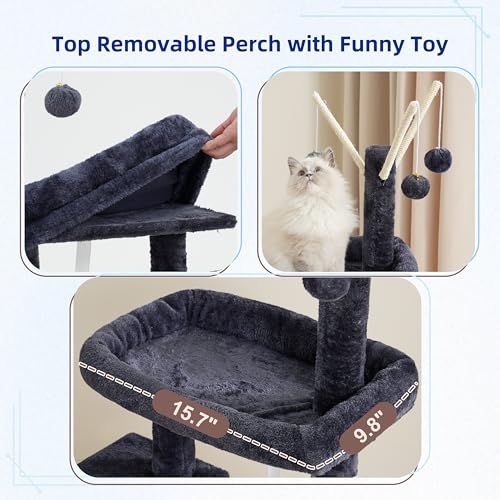 Cat Tree Tower for Indoor Cats (47.24 inches / Smoky gray)