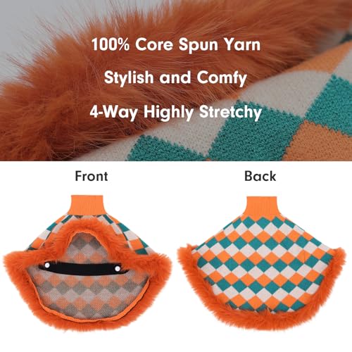 Dog Sweater Cloak (Medium(Back Length 12") / Orange & Green)