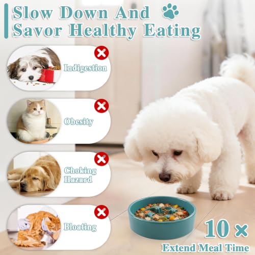Ceramic Slow Feeder Dog Bowls (Deep Green-M)