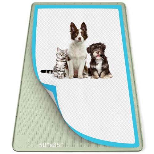 Pee Pad Holder for Dogs 50''x35'' Silicone Puppy Pee Pad Tray (Green)